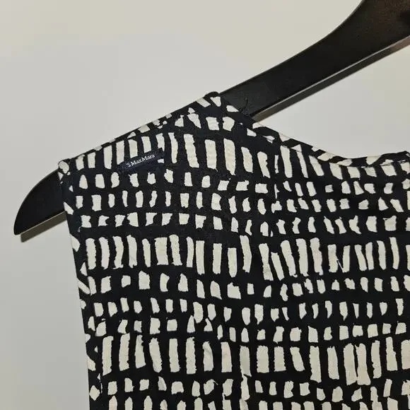 Max Mara A-Line Printed Midi Length Dress Black - Picture 4 of 8